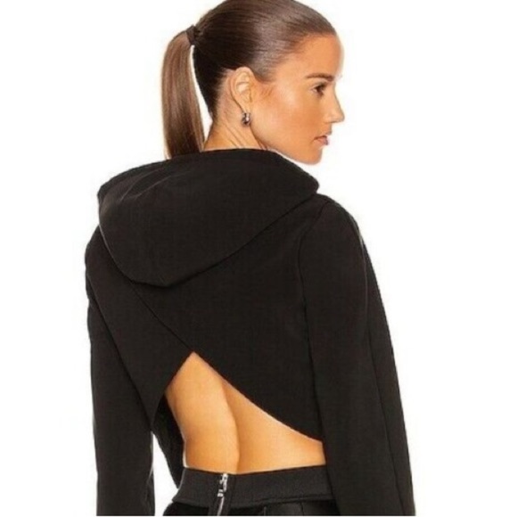 RtA Haven Cropped Sweatshirt NWT Black Crop Open Back Hoodie - Picture 10 of 10